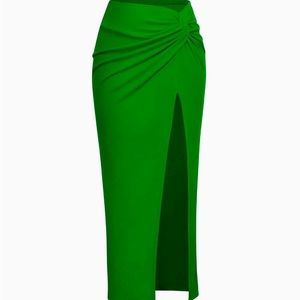 Side Knot Midi Skirt with Slit
